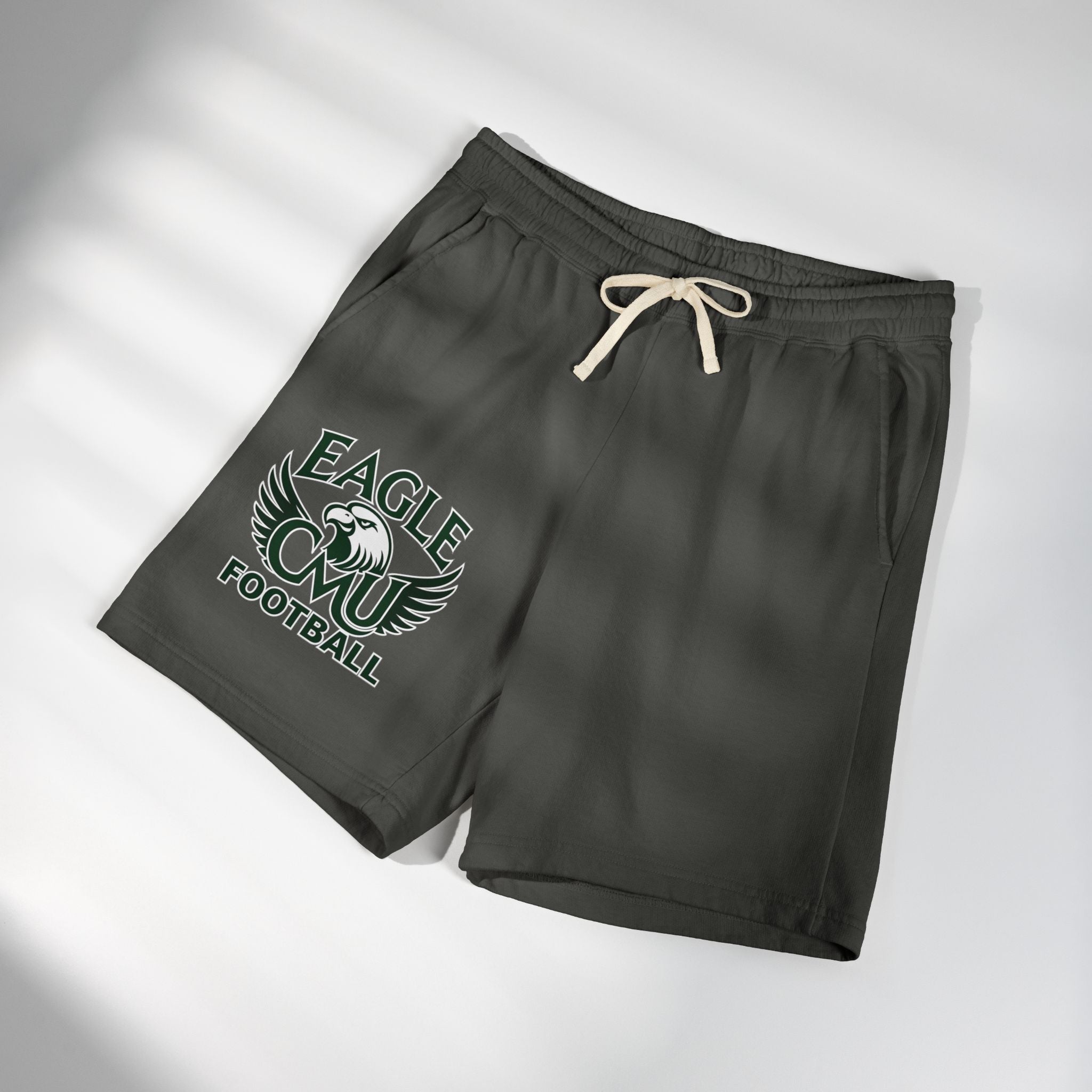 Eagle Football Fleece Sweat Shorts — Lightweight Garment-Dyed Athletic Shorts