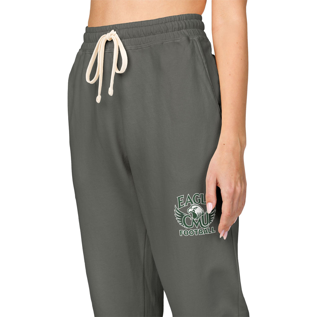 Embroidered Floral Crest Sweatpants — Garment-Dyed Fleece Joggers