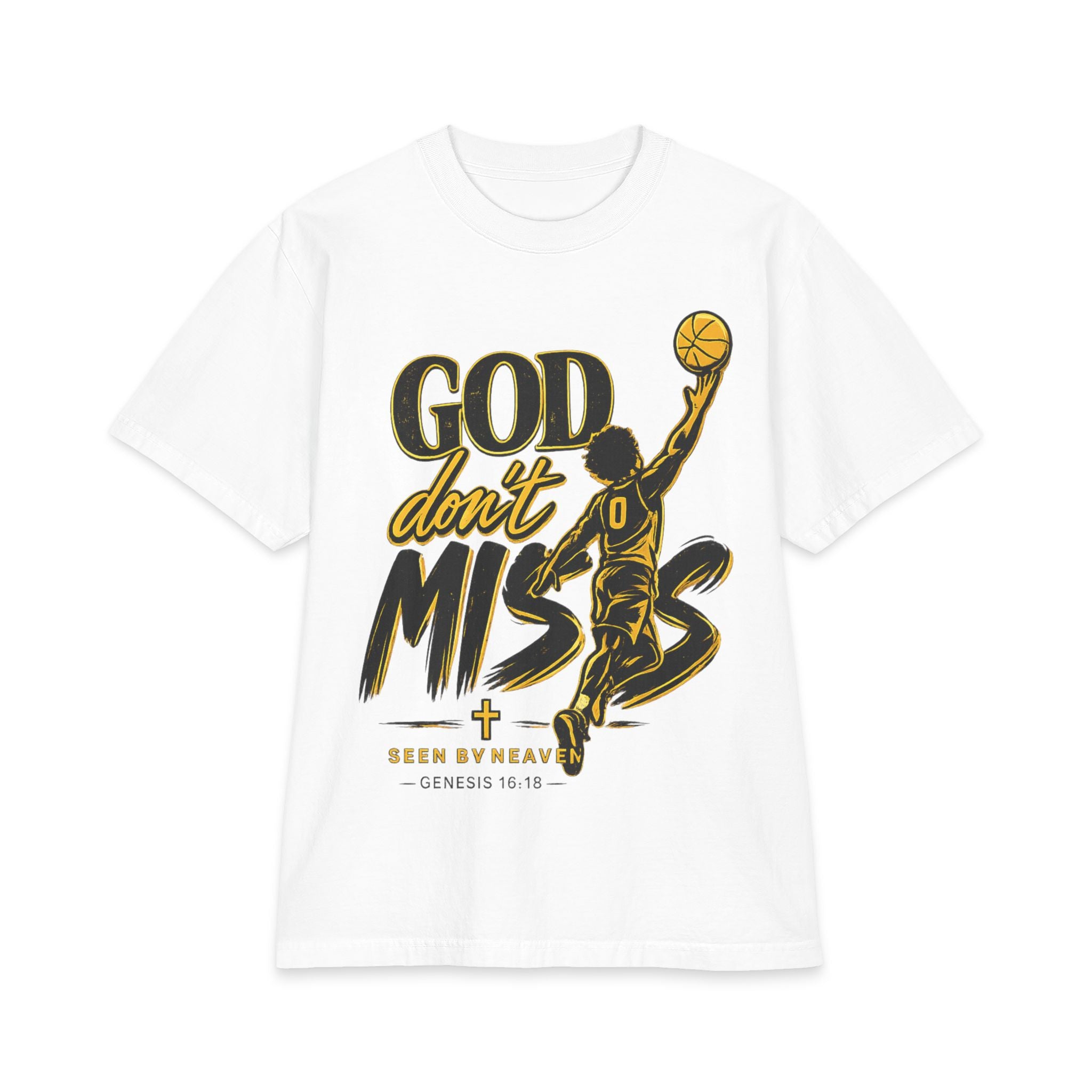 God Don’t Miss Basketball T-Shirt — Christian Hoop Faith Tee (Genesis 10:10)