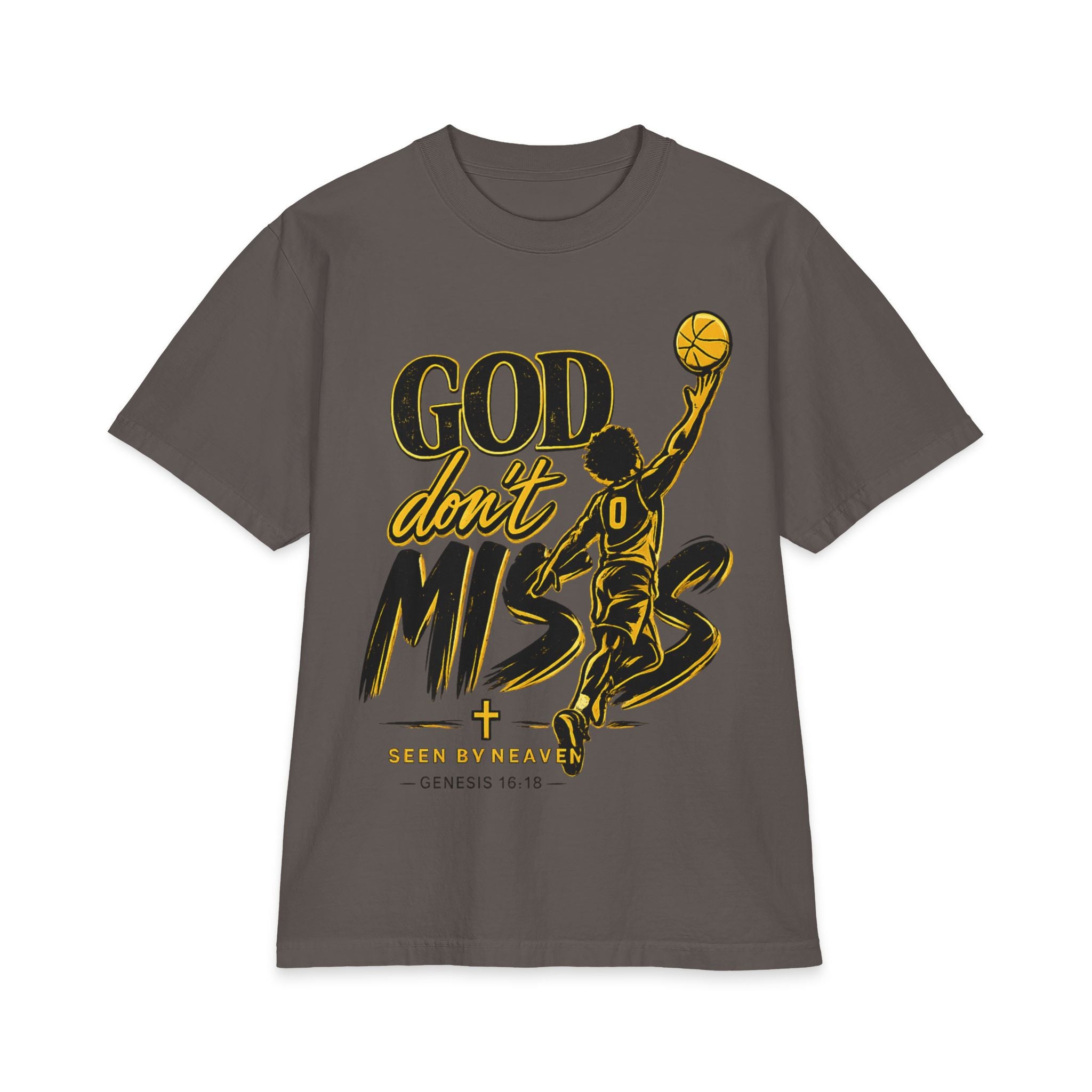 God Don’t Miss Basketball T-Shirt — Christian Hoop Faith Tee (Genesis 10:10)