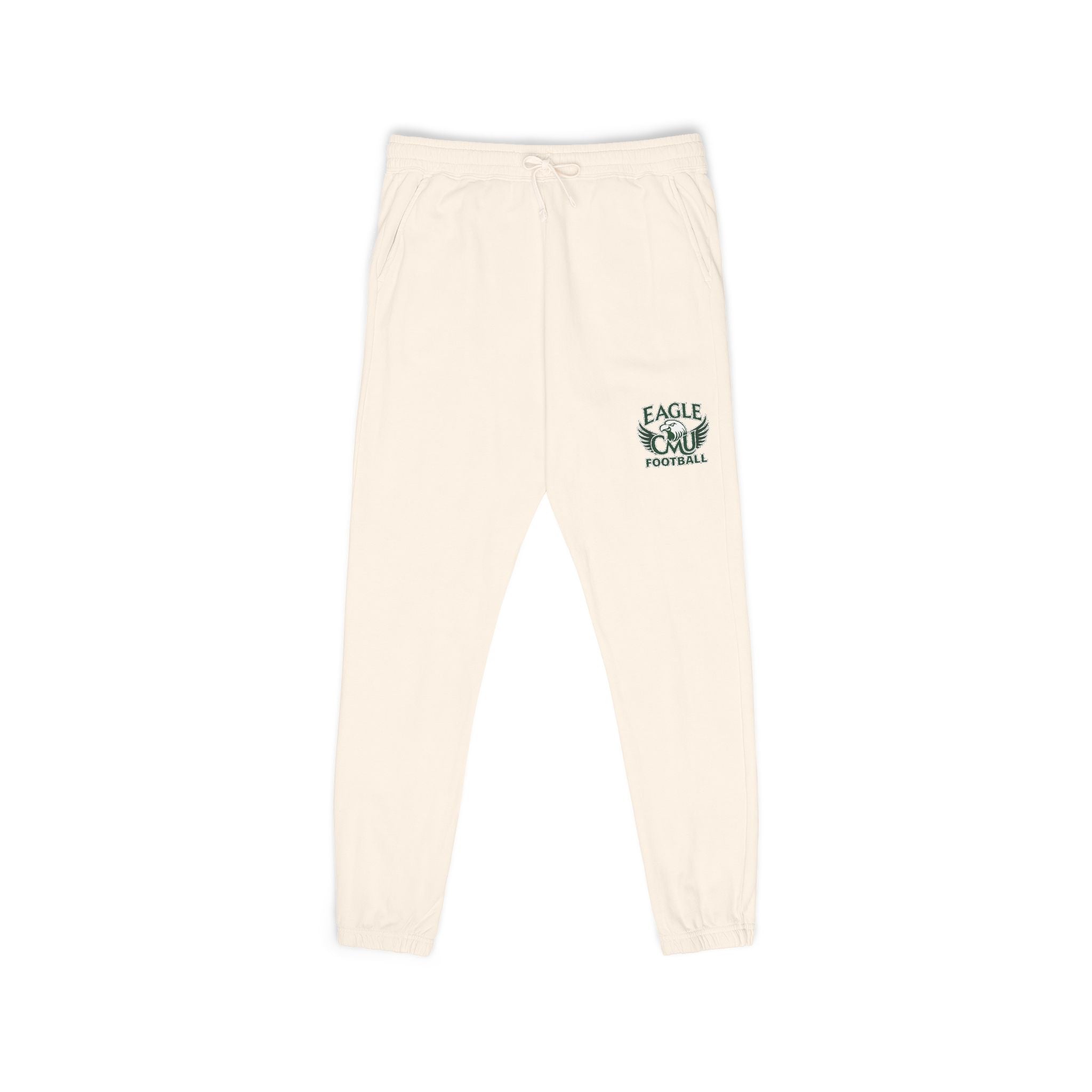 Embroidered Floral Crest Sweatpants — Garment-Dyed Fleece Joggers