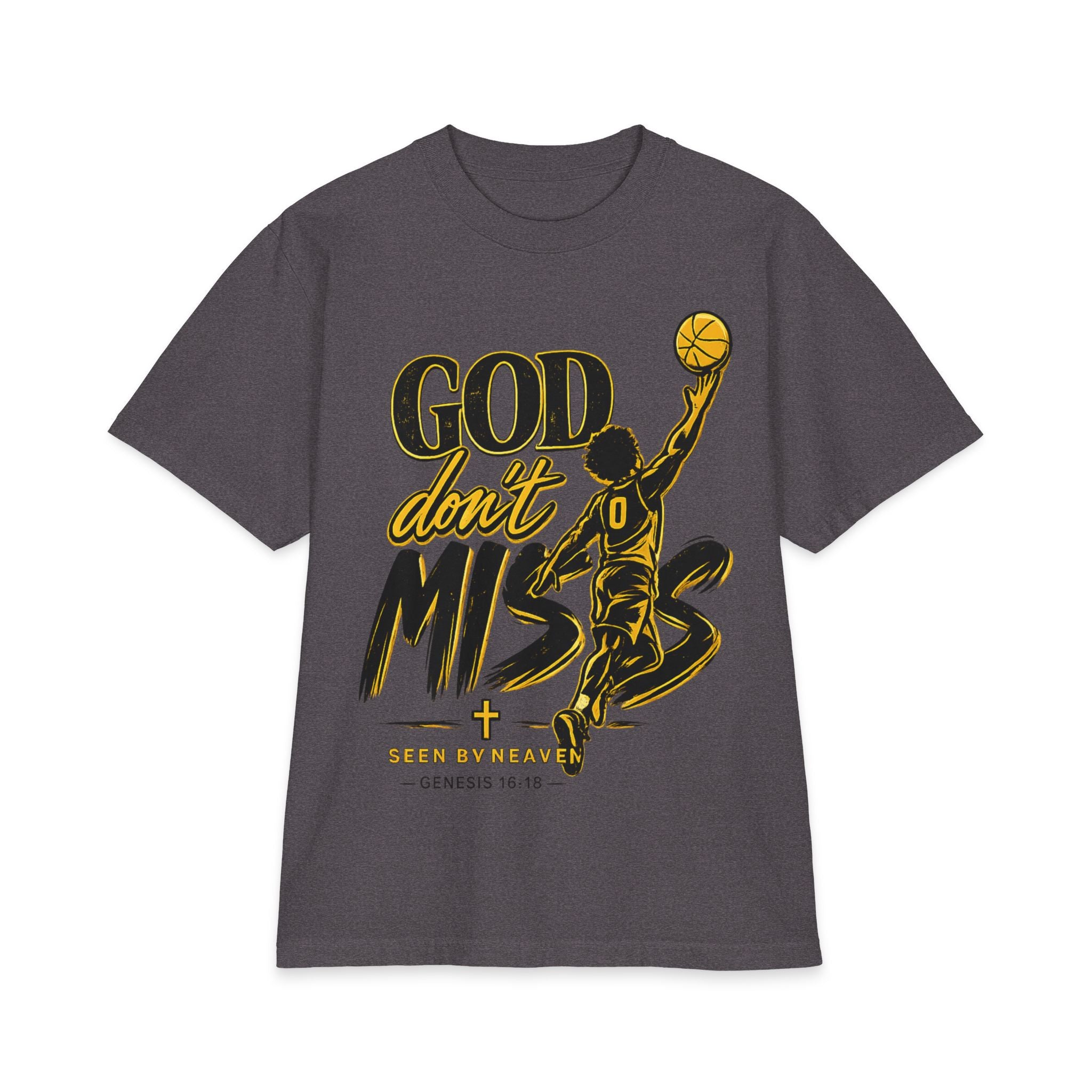 God Don’t Miss Basketball T-Shirt — Christian Hoop Faith Tee (Genesis 10:10)