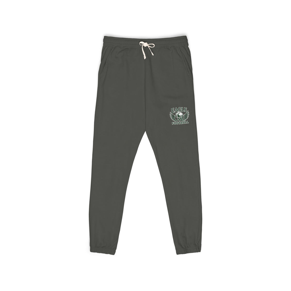 Embroidered Floral Crest Sweatpants — Garment-Dyed Fleece Joggers