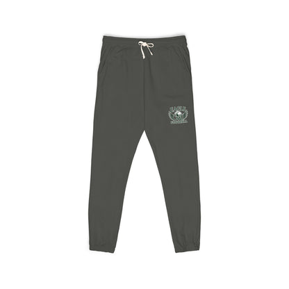 Embroidered Floral Crest Sweatpants — Garment-Dyed Fleece Joggers