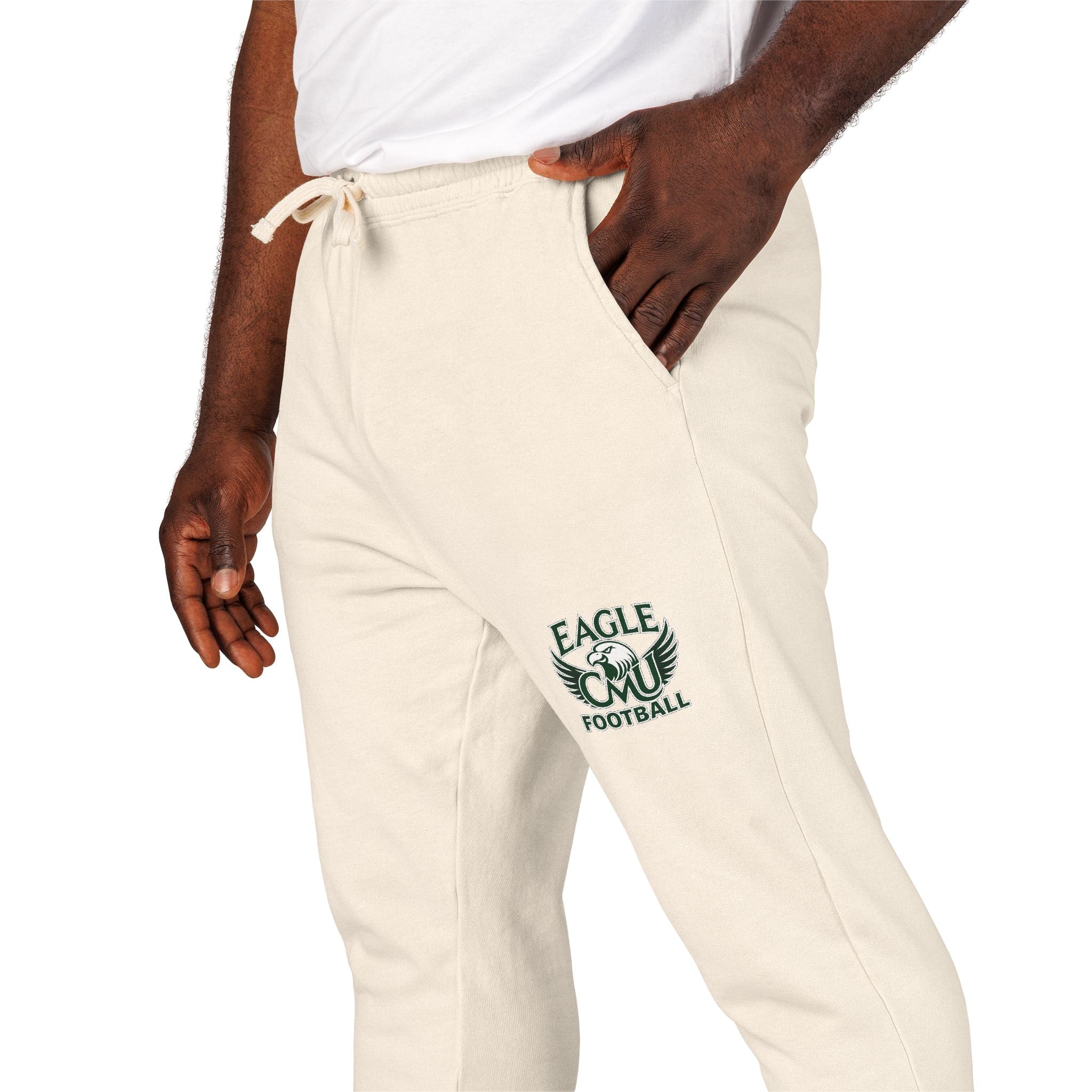 Embroidered Floral Crest Sweatpants — Garment-Dyed Fleece Joggers