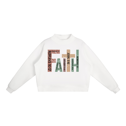 Faith Fleece Mock-Neck Crew Sweatshirt