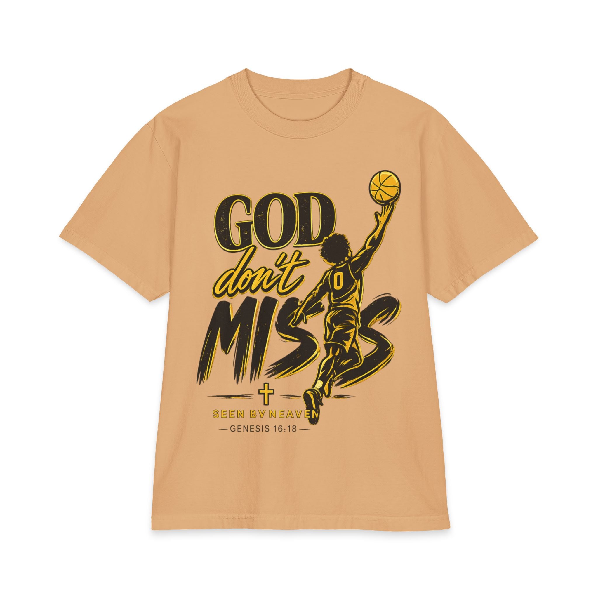 God Don’t Miss Basketball T-Shirt — Christian Hoop Faith Tee (Genesis 10:10)