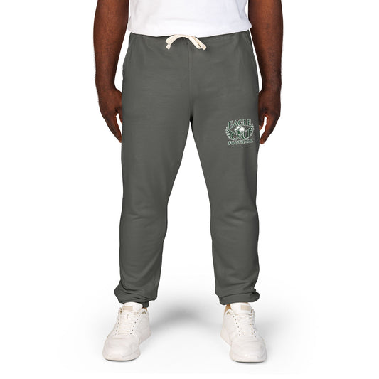 Embroidered Floral Crest Sweatpants — Garment-Dyed Fleece Joggers