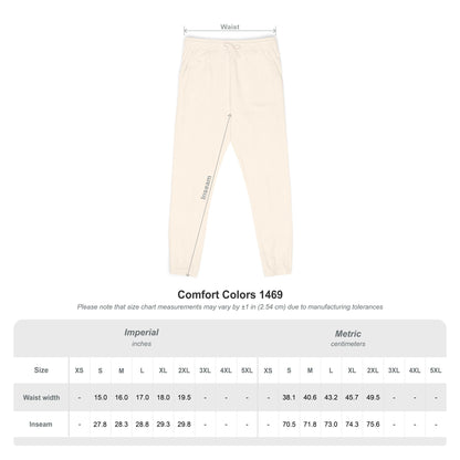 Embroidered Floral Crest Sweatpants — Garment-Dyed Fleece Joggers