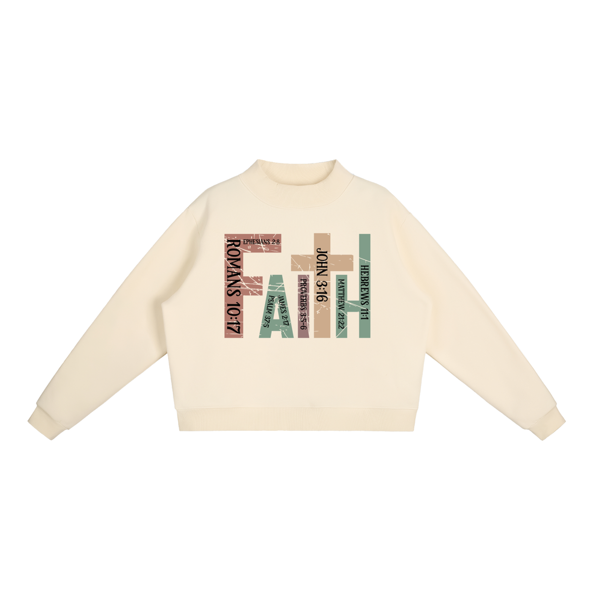 Faith Fleece Mock-Neck Crew Sweatshirt
