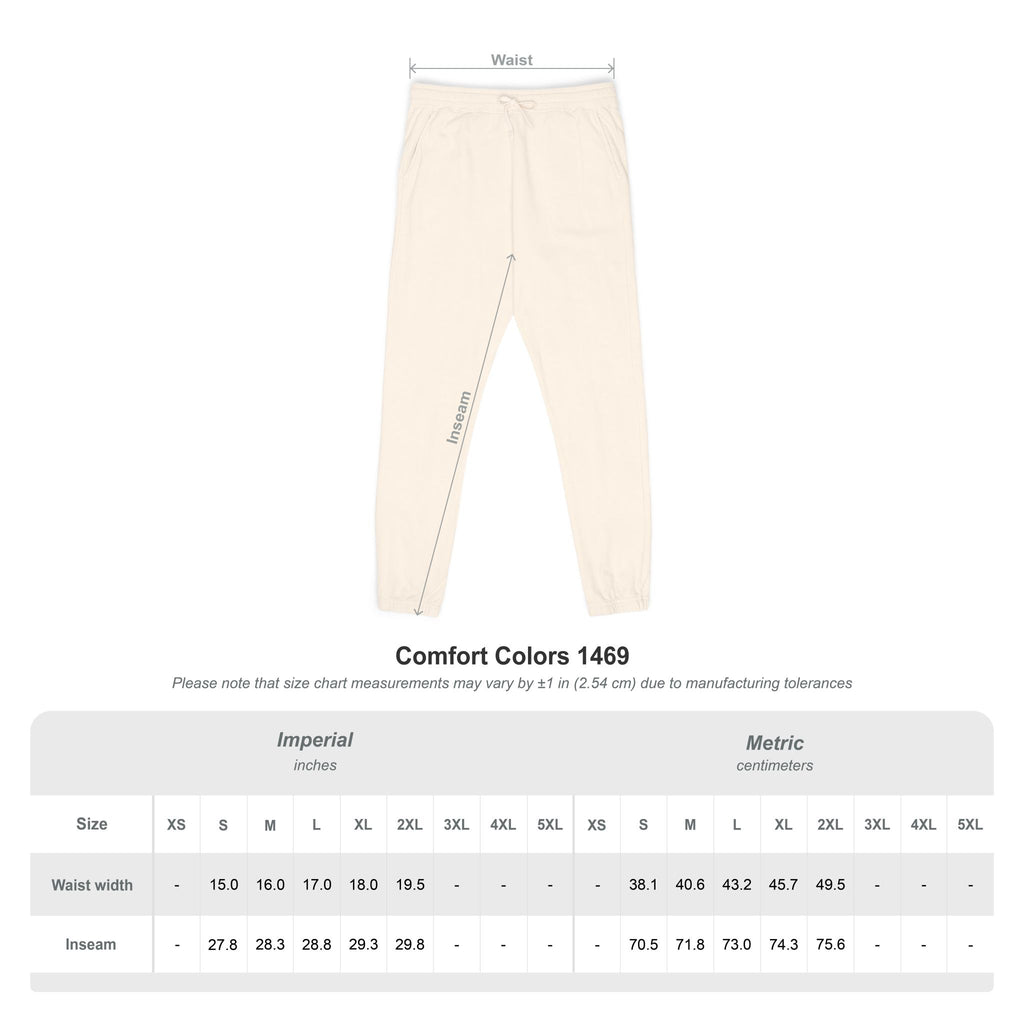 Embroidered Floral Crest Sweatpants — Garment-Dyed Fleece Joggers