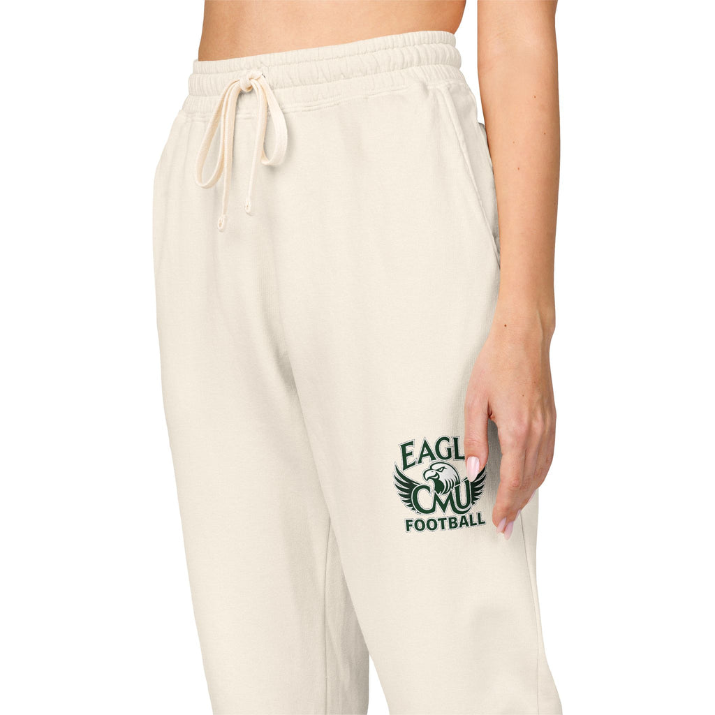 Embroidered Floral Crest Sweatpants — Garment-Dyed Fleece Joggers