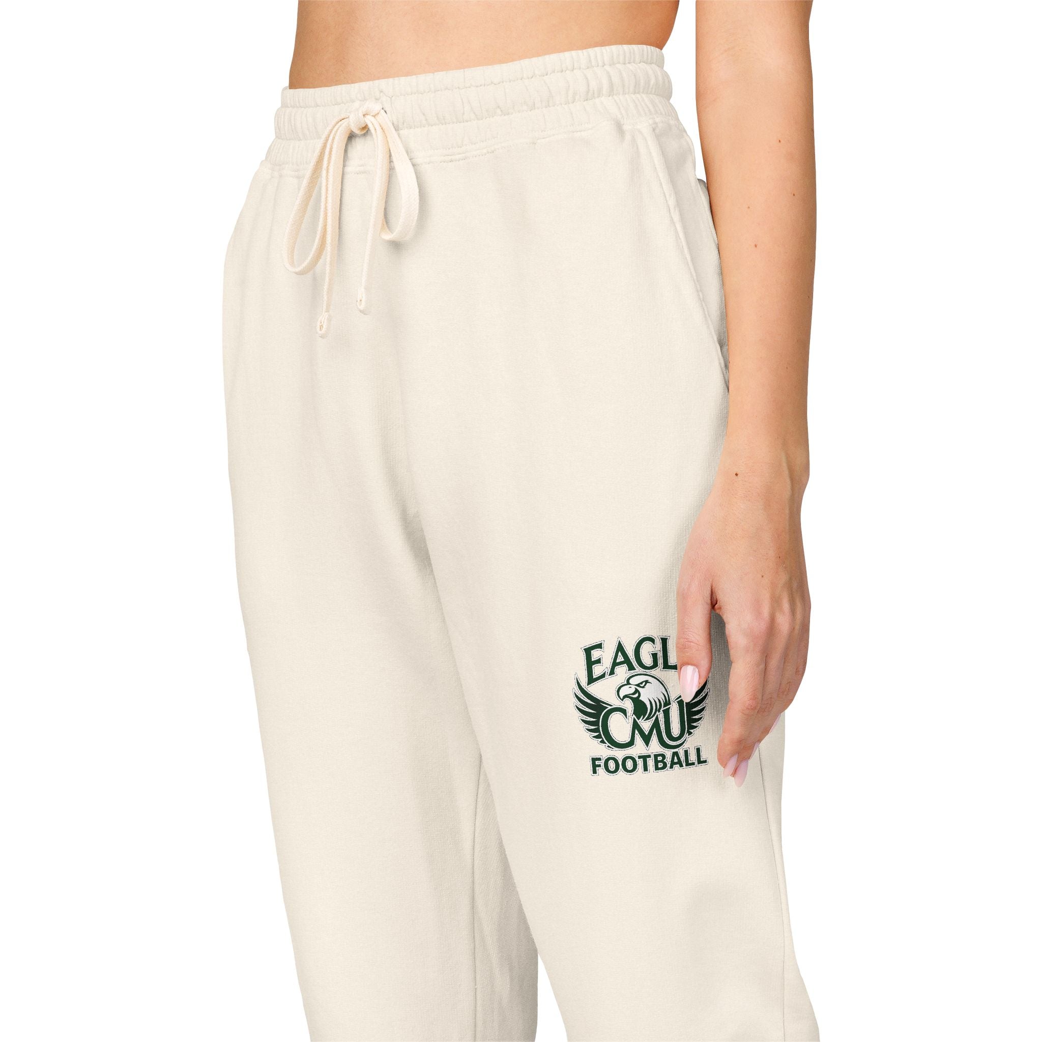 Embroidered Floral Crest Sweatpants — Garment-Dyed Fleece Joggers