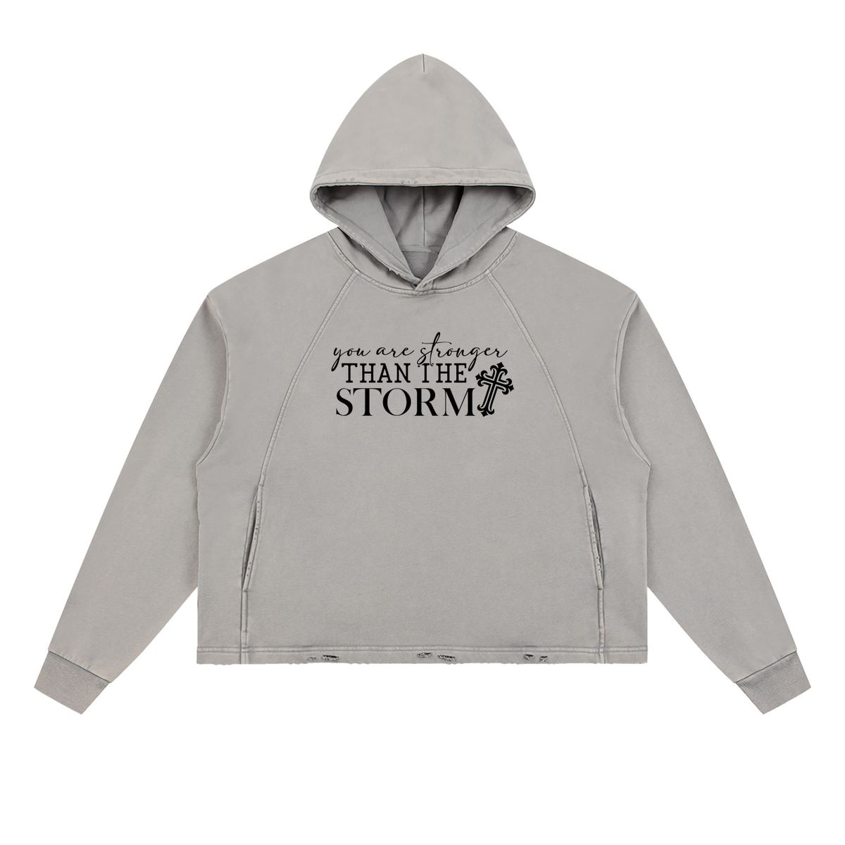 Vintage Washed Frayed-Hem Hoodie The Storm (URB)