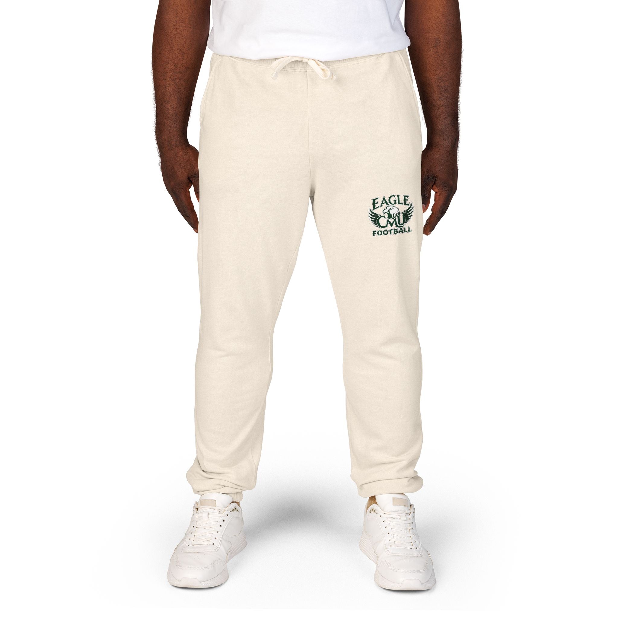 Embroidered Floral Crest Sweatpants — Garment-Dyed Fleece Joggers