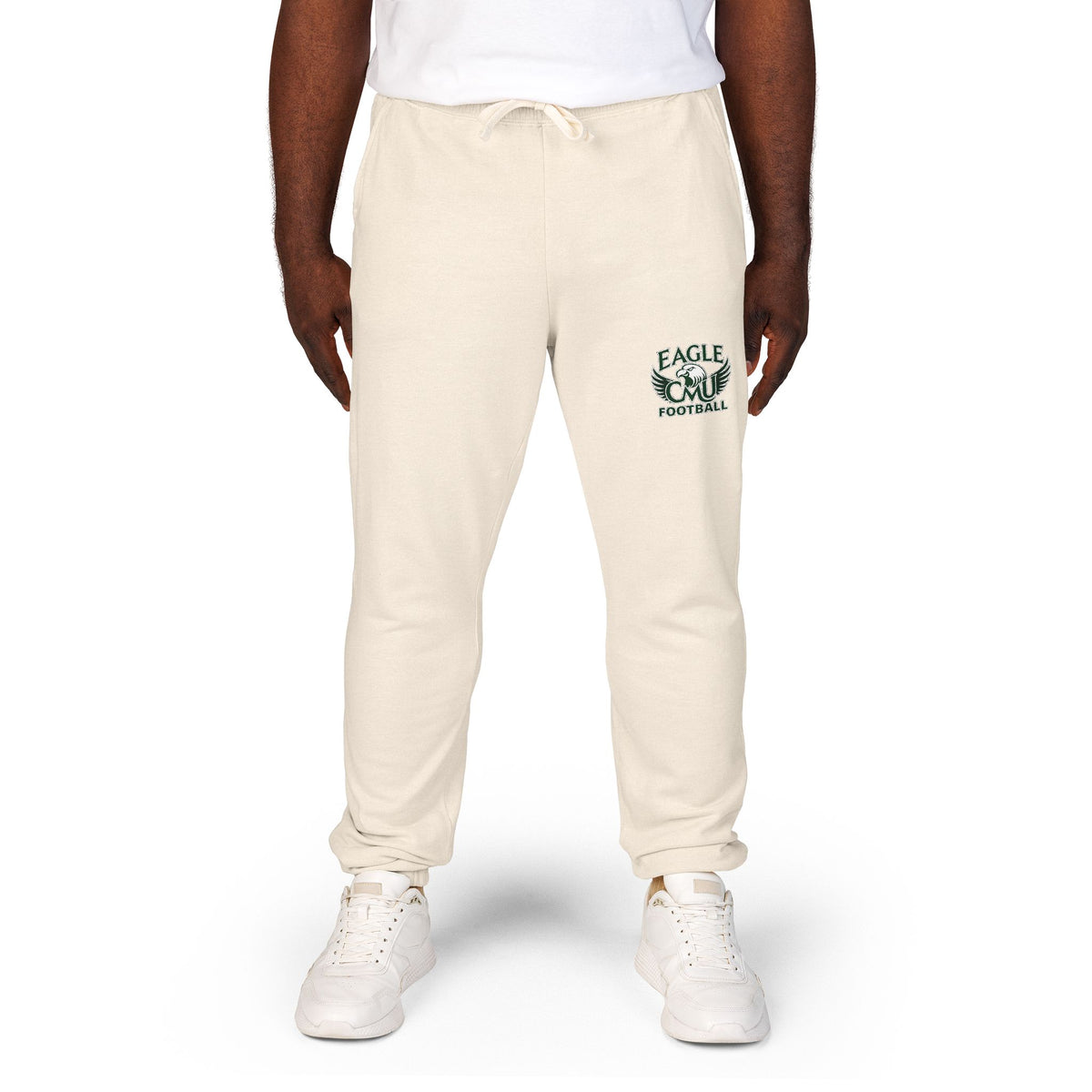 Embroidered Floral Crest Sweatpants — Garment-Dyed Fleece Joggers