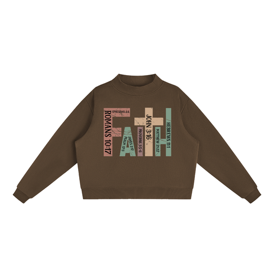 Faith Fleece Mock-Neck Crew Sweatshirt