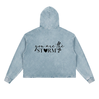 Vintage Washed Frayed-Hem Hoodie The Storm (URB)