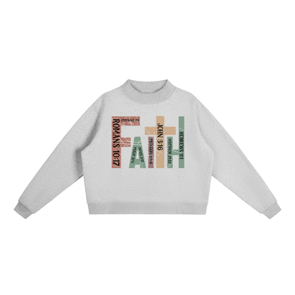 Faith Fleece Mock-Neck Crew Sweatshirt