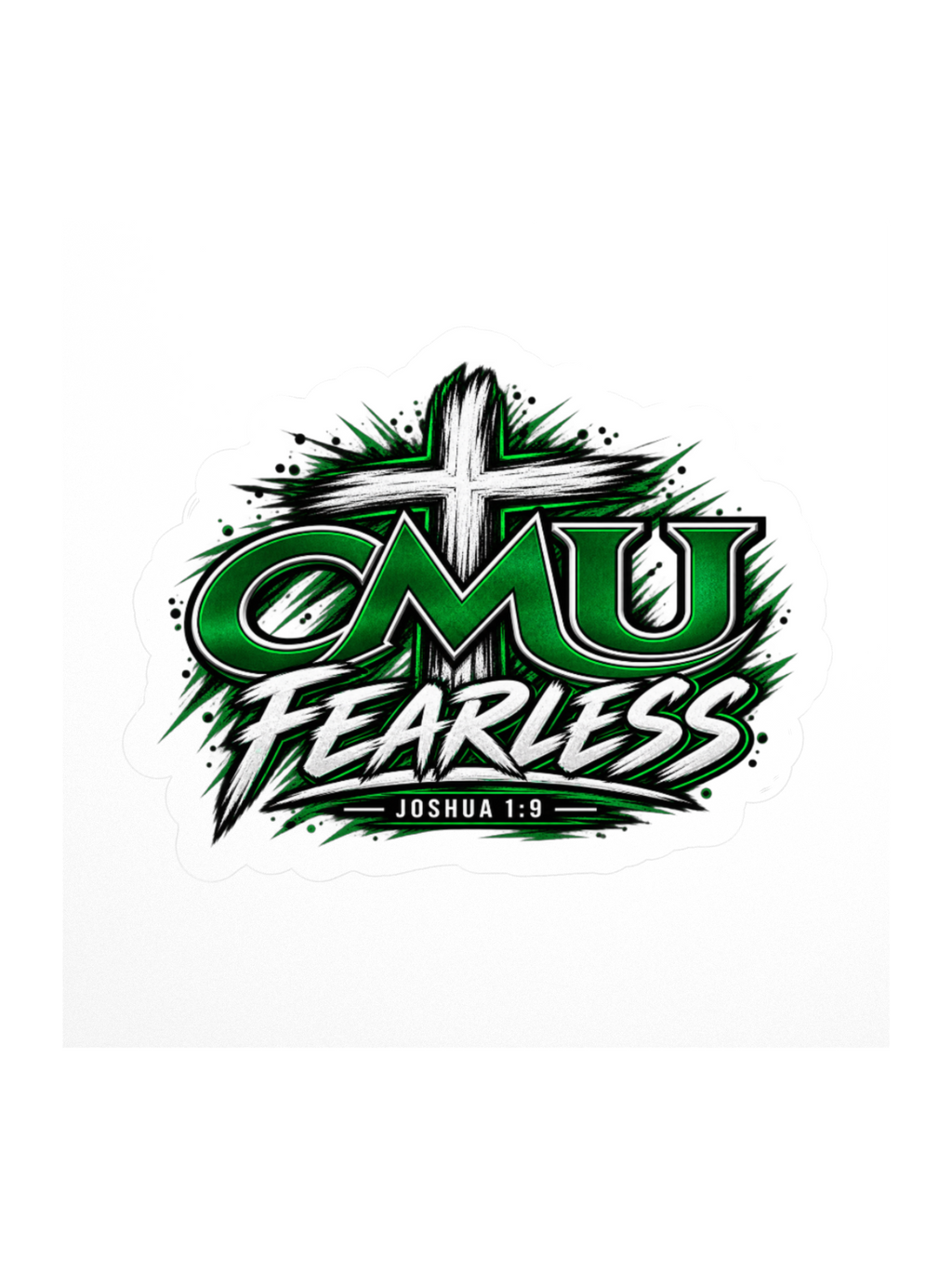 CMU Fearless Joshua 1:9 Cross Kiss Cut Sticker