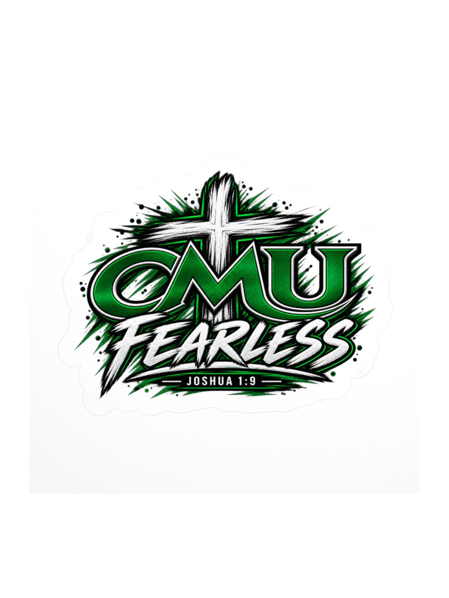 CMU Fearless Joshua 1:9 Cross Kiss Cut Sticker